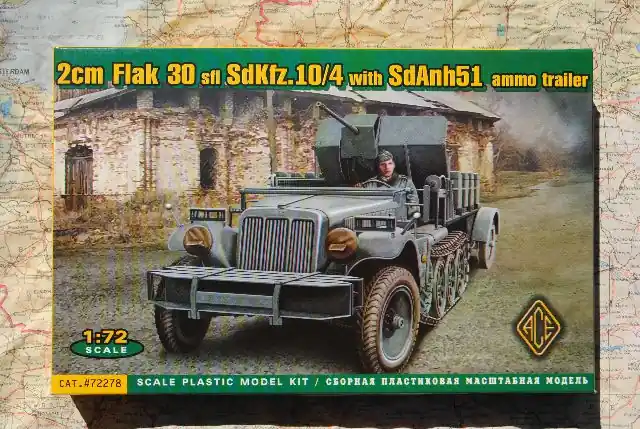 ACE 72278 2cm Flak 30 sfl Sd.Kfz.10/4 with Sd.Anh.51 ammo trailer Goedkoop